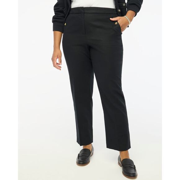 J Crew Women’s 4 28 x 27 Pants Sailor Linen Cotton Blend Tapered Leg Ankle Black - Picture 14 of 16
